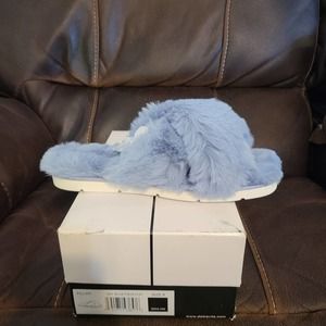 Dolce Vita womens Fashion Slipper, Sky Blue Faux Fur, 9 US
